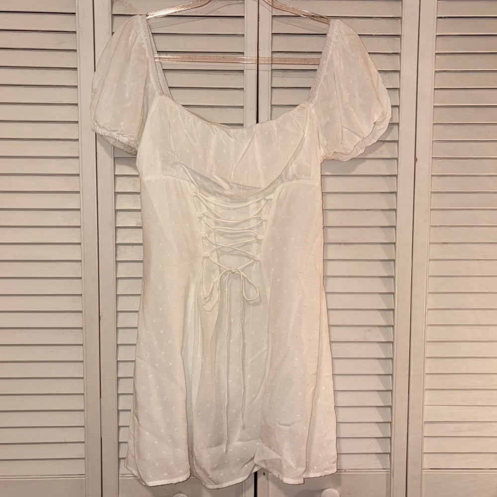 Princess Polly milkmaid corset dress White Puff Sleeve Dress